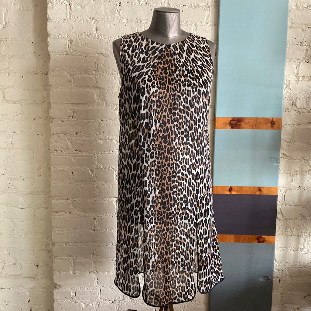 Vintage 60s Vanity Fair Leopard Print Tricot Nylon Sleeveless Night Gown Size 34